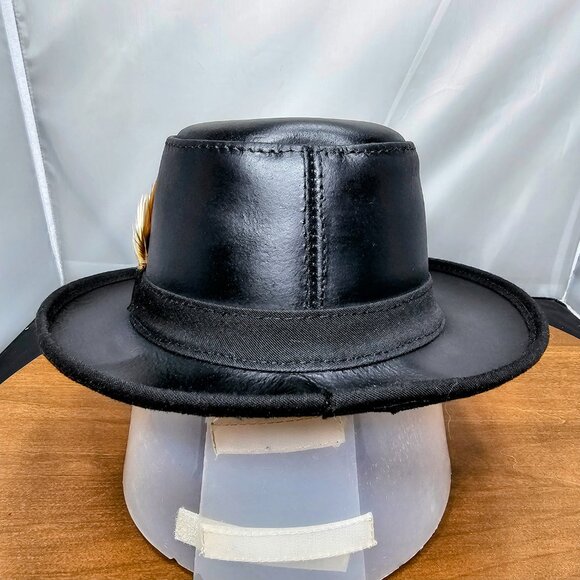 Soho Trilby Black Leather Fedora Hat | American Hat Makers | NWT | Small 6 7/8 - Picture 5 of 9